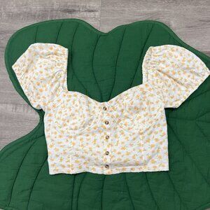 Billabong Womens Small Sweet Memory Knit Blouse Ditsy Floral Boho Beachy